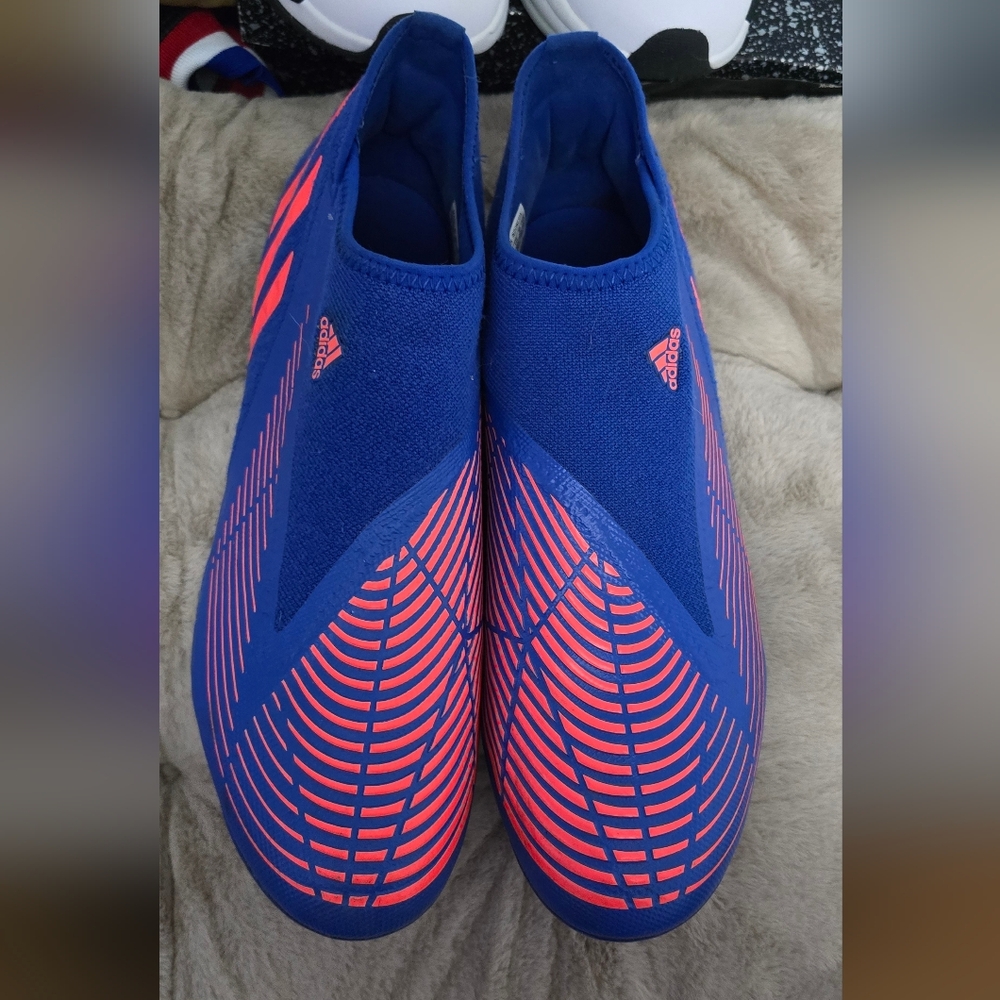 Adidas Predator Edge.3 Laceless Firm Ground Cleats Blue/Red – Size 12